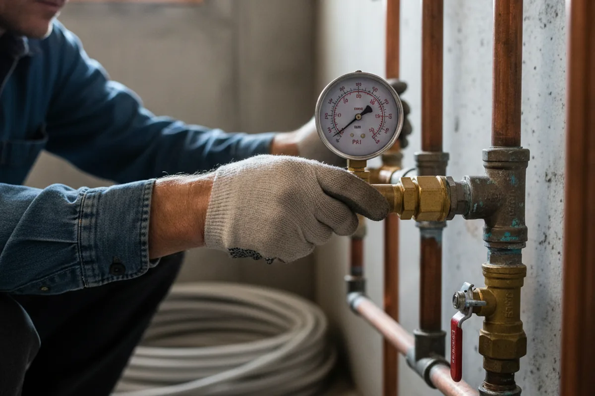 Pressure testing a repaired line during Water Line Repair in Grantville
